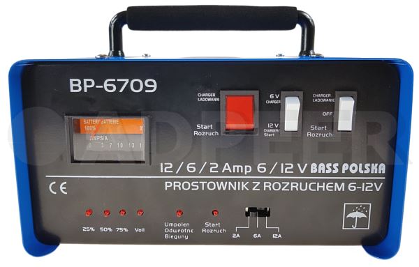 Prostownik z rozruchem 75A 6V/12V Bass Polska