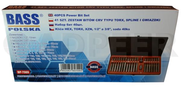Adpeer Bass Zestaw końcówek imbus spline torx 40 szt