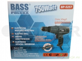 Wiertarko-wkrętarka z regulacją 750W Bass Polska 5257